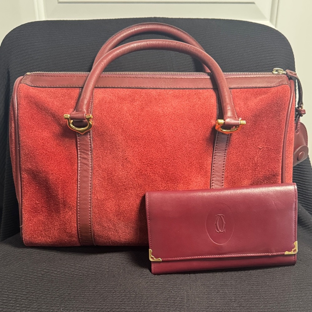 Cartier Red Suede and Leather Tote Bag-with wallet!